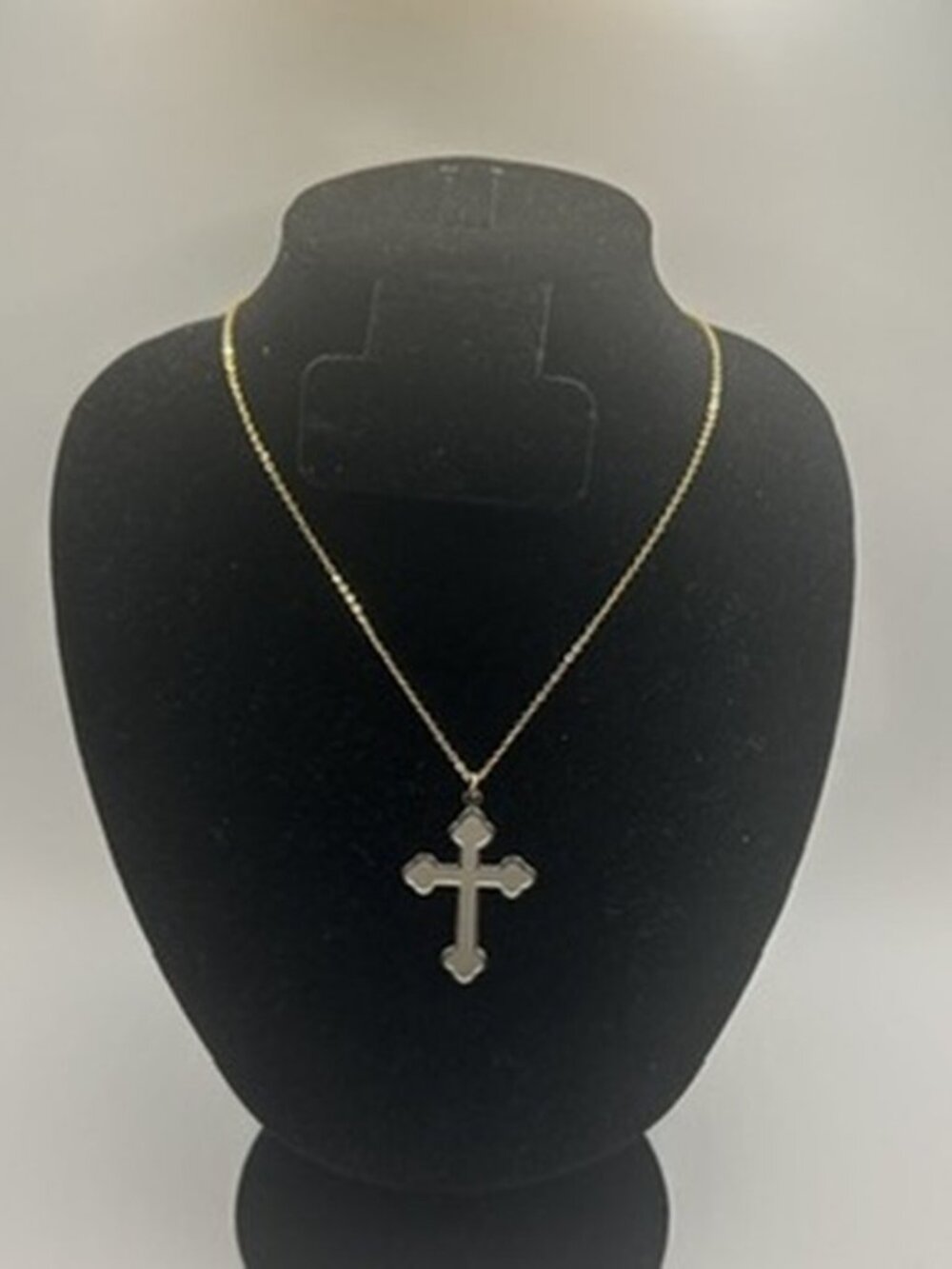 Vintage Gold Cross Pendant Necklace Real Gold Chain Plated Stainless Steel Mens